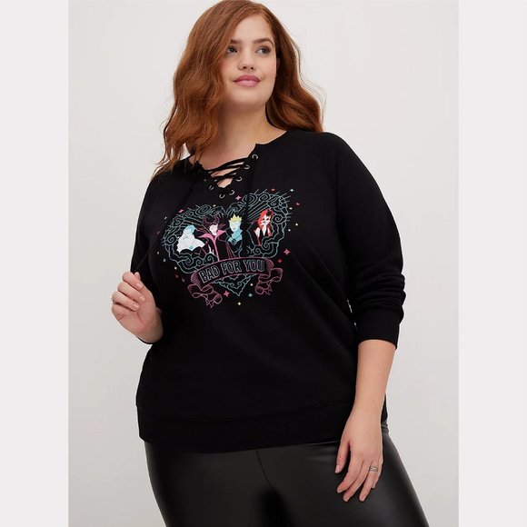Torrid LACE-UP SWEATSHIRT - DISNEY VILLAINS BAD Size 4 - Picture 6 of 6